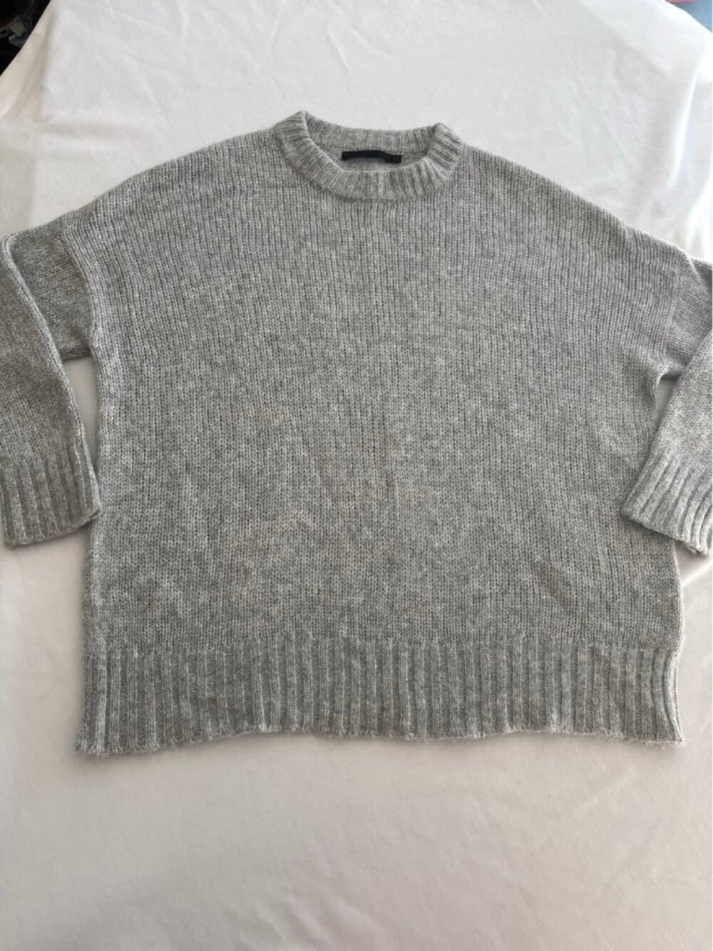 Jenni Kayne Baby Alpaca Crewneck Sweater in Light Heather Gray – Size S